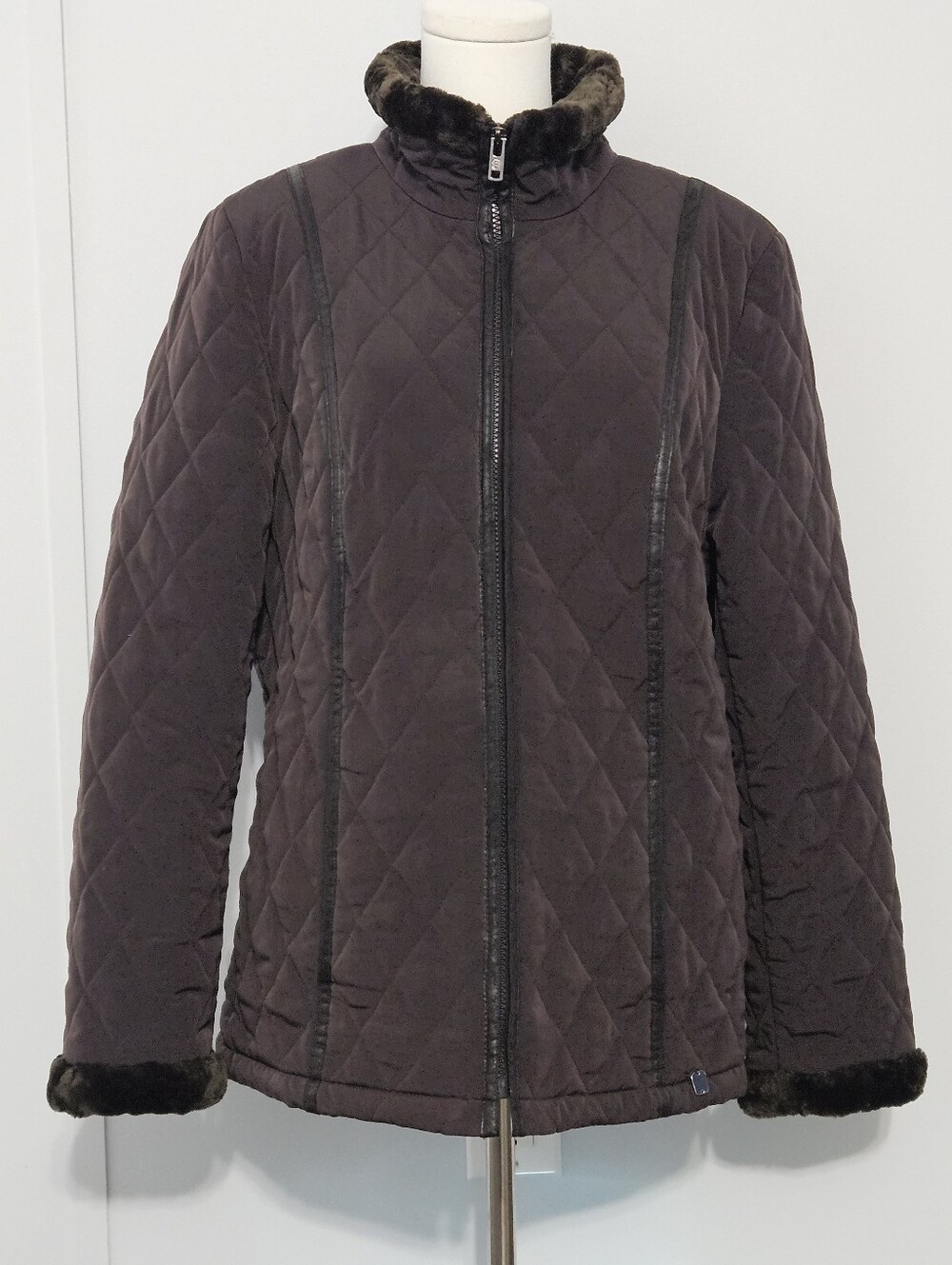 Esprit Outerwear Size XL Brown Quilted Polyester Women's Winter Coat Jacket